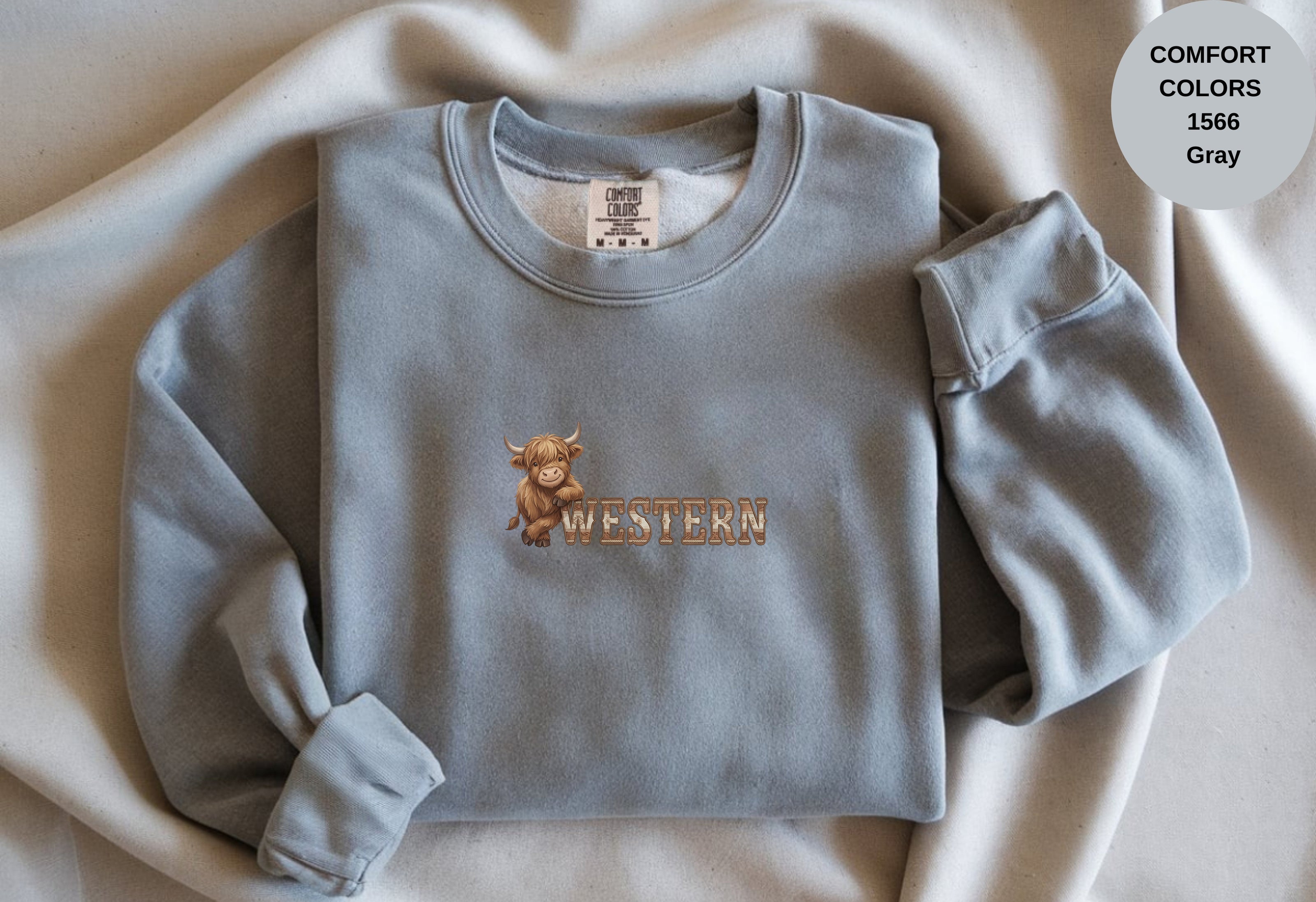 Western Cow Print Unisex Garment-Dyed Sweatshirt