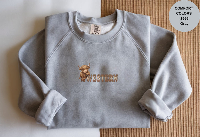 Western Cow Print Unisex Garment-Dyed Sweatshirt