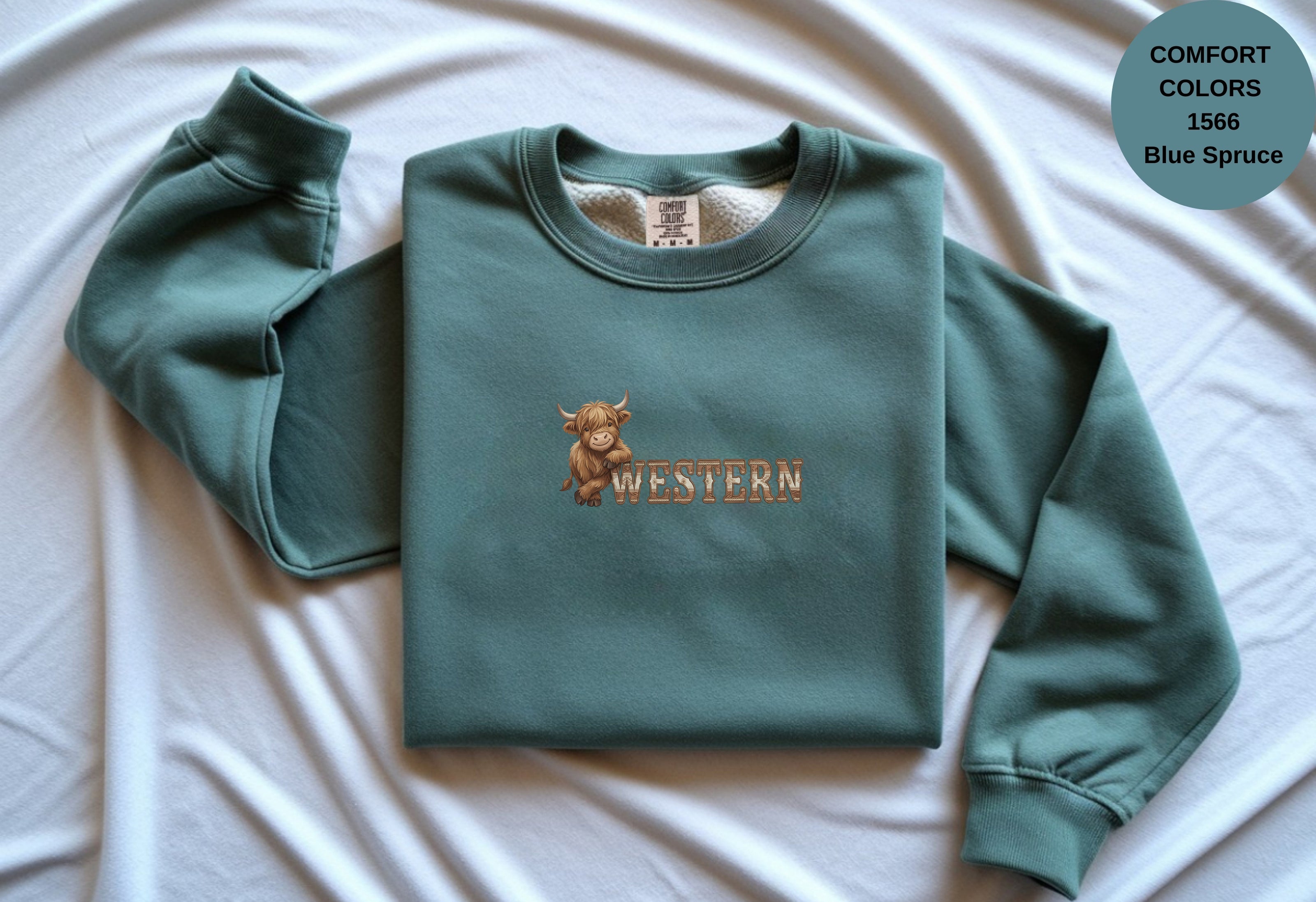 Western Cow Print Unisex Garment-Dyed Sweatshirt