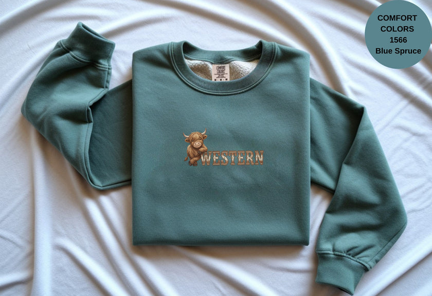 Western Cow Print Unisex Garment-Dyed Sweatshirt