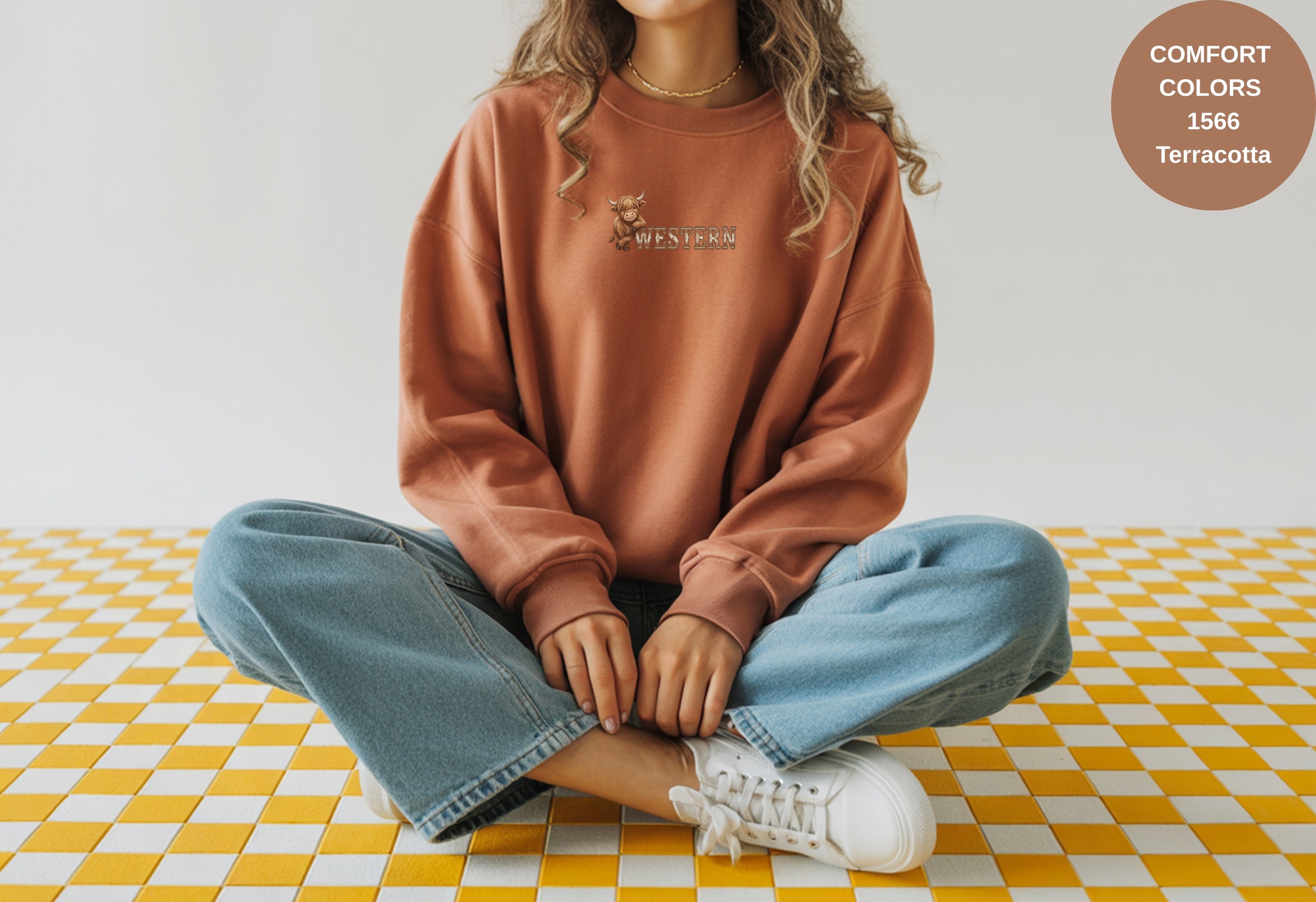 Western Cow Print Unisex Garment-Dyed Sweatshirt