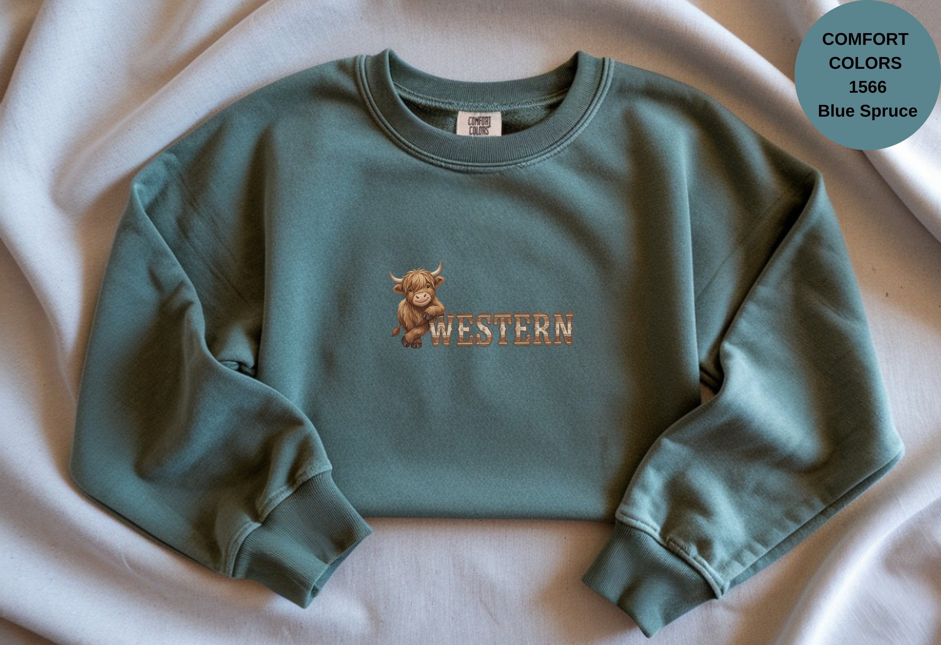 Western Cow Print Unisex Garment-Dyed Sweatshirt