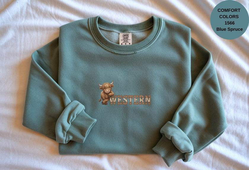 Western Cow Print Unisex Garment-Dyed Sweatshirt