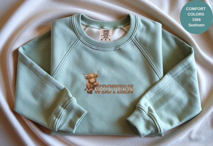 Western Cow Print Unisex Garment-Dyed Sweatshirt