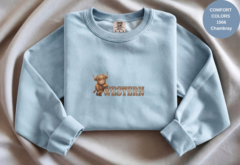 Western Cow Print Unisex Garment-Dyed Sweatshirt