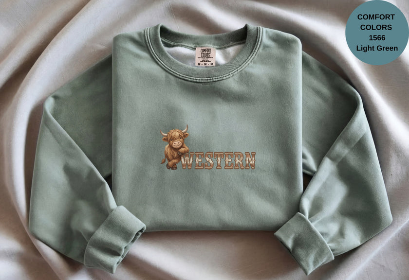 Western Cow Print Unisex Garment-Dyed Sweatshirt