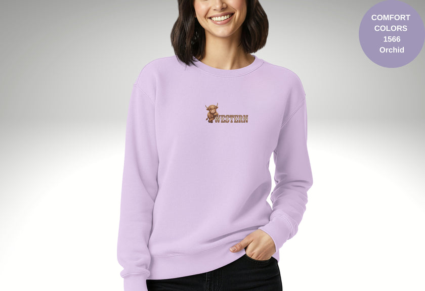 Western Cow Print Unisex Garment-Dyed Sweatshirt