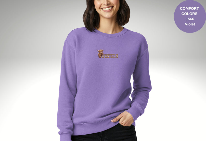 Western Cow Print Unisex Garment-Dyed Sweatshirt