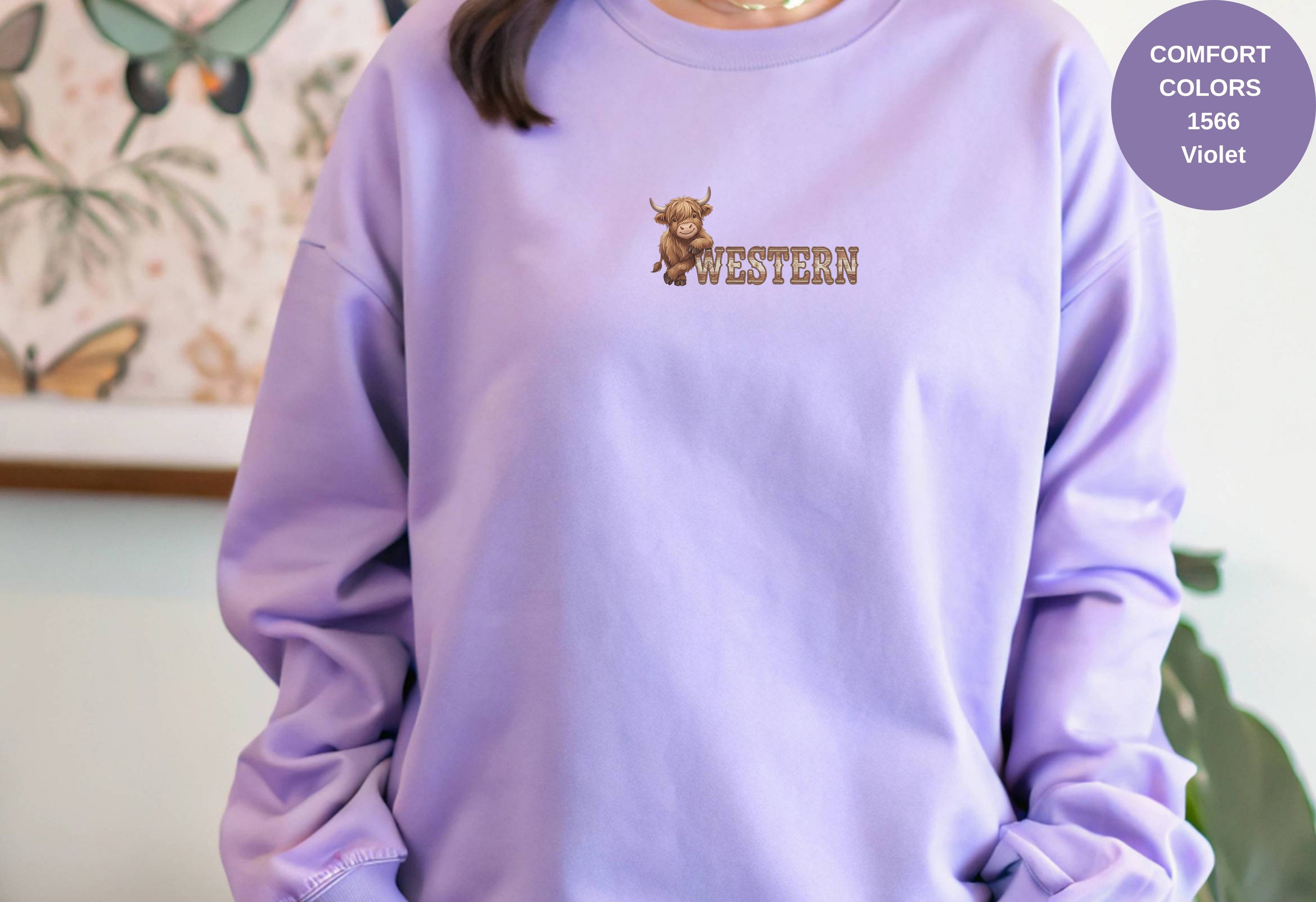 Western Cow Print Unisex Garment-Dyed Sweatshirt