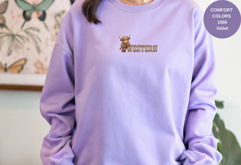 Western Cow Print Unisex Garment-Dyed Sweatshirt