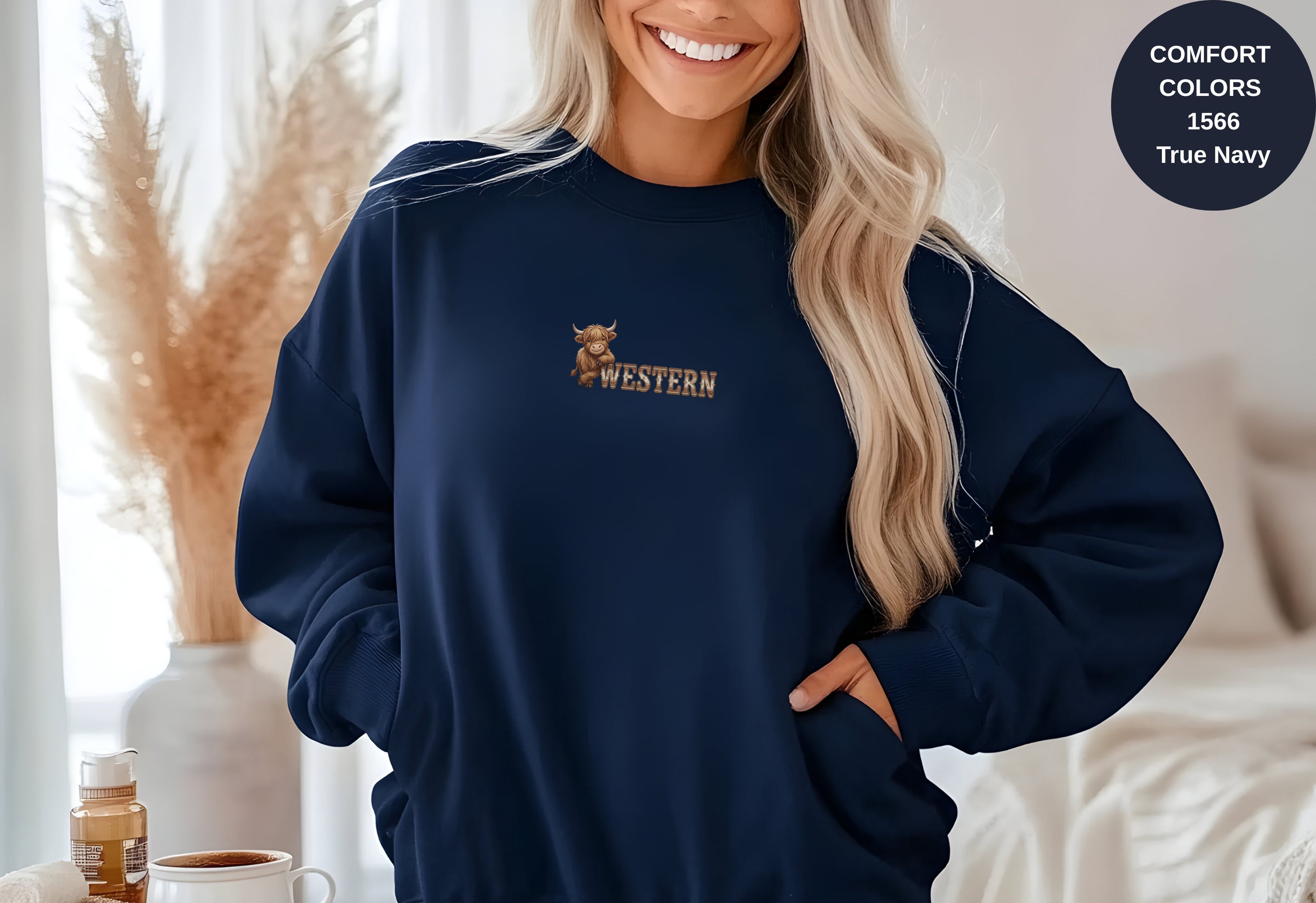 Western Cow Print Unisex Garment-Dyed Sweatshirt