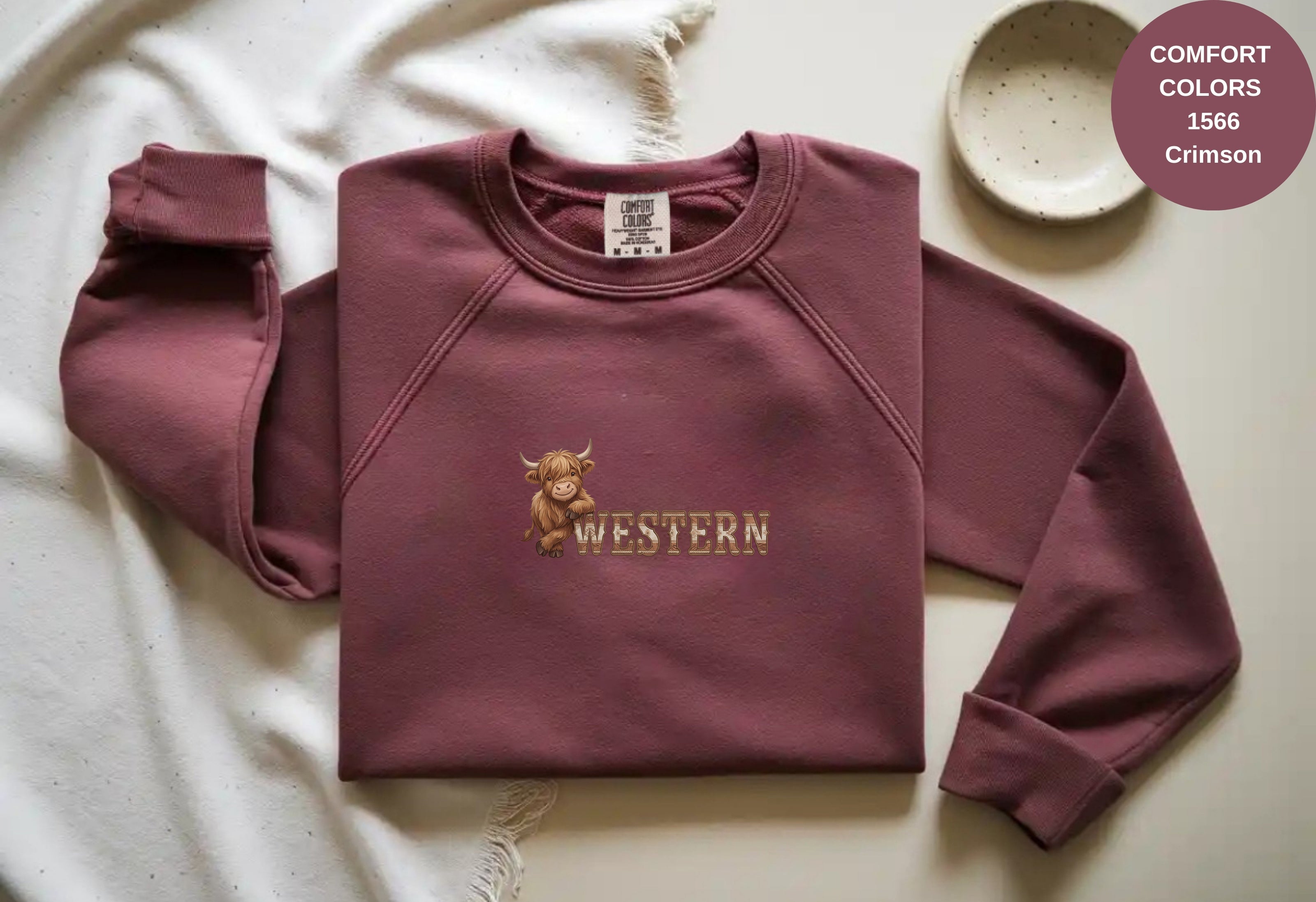 Western Cow Print Unisex Garment-Dyed Sweatshirt
