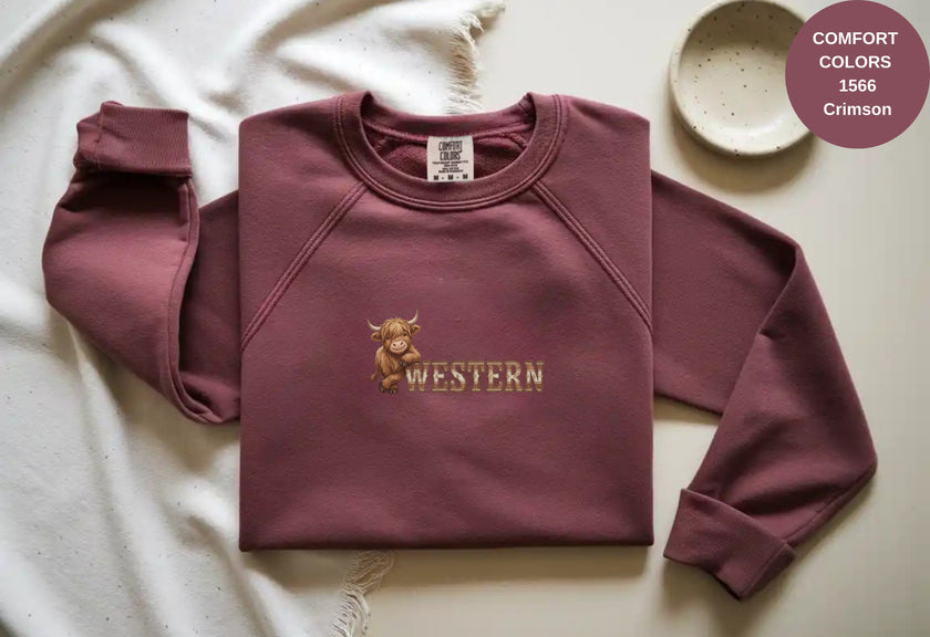 Western Cow Print Unisex Garment-Dyed Sweatshirt