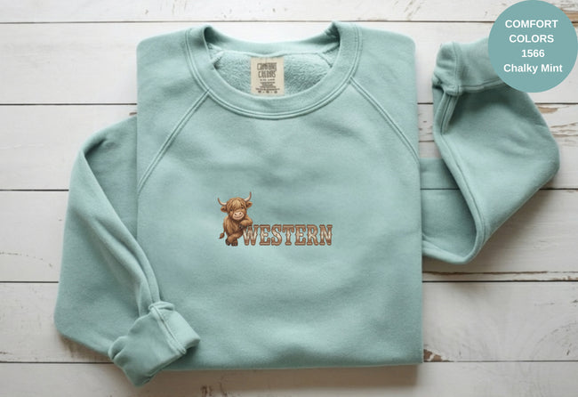 Western Cow Print Unisex Garment-Dyed Sweatshirt