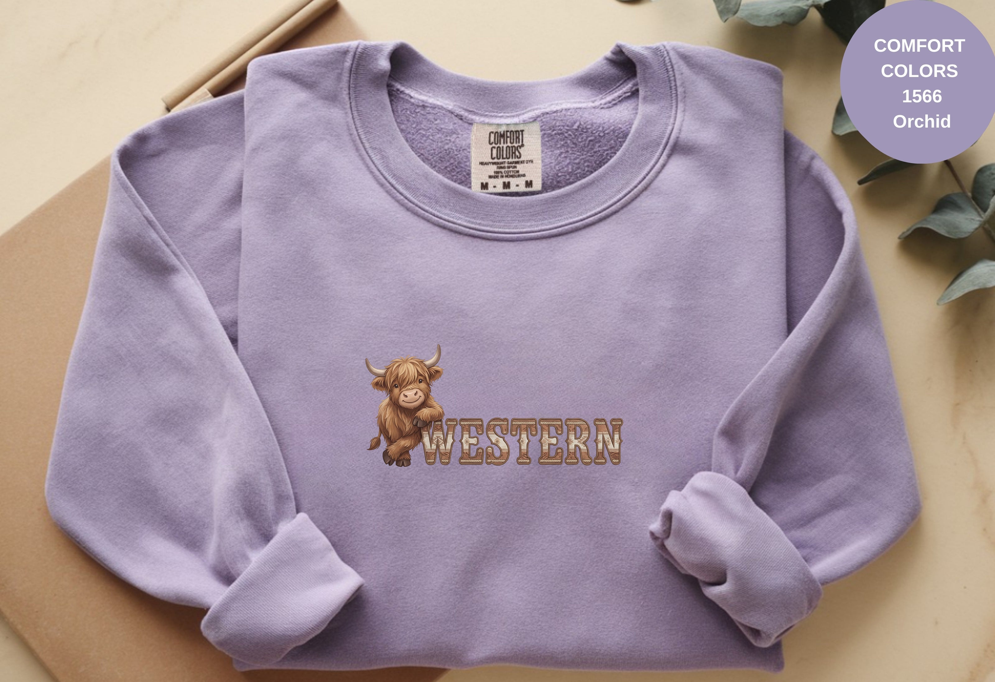 Western Cow Print Unisex Garment-Dyed Sweatshirt