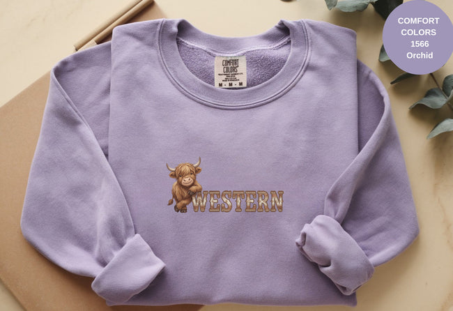 Western Cow Print Unisex Garment-Dyed Sweatshirt