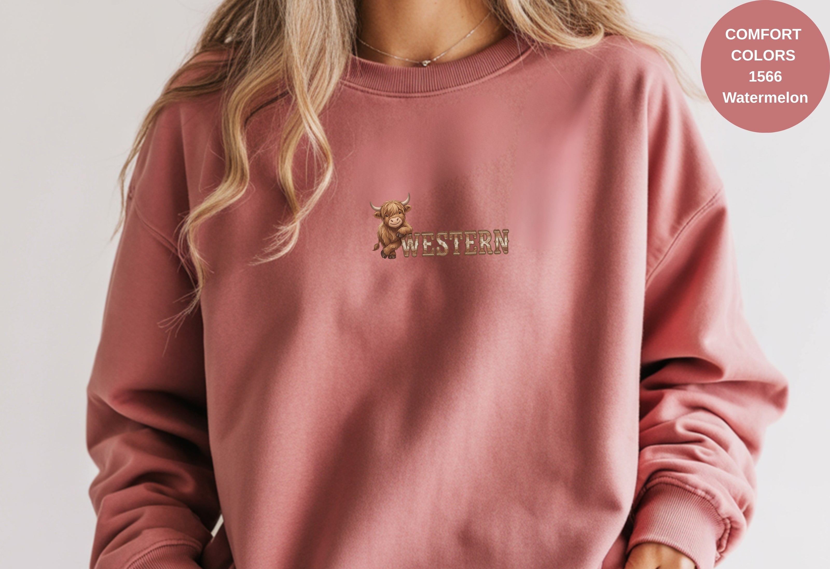 Western Cow Print Unisex Garment-Dyed Sweatshirt