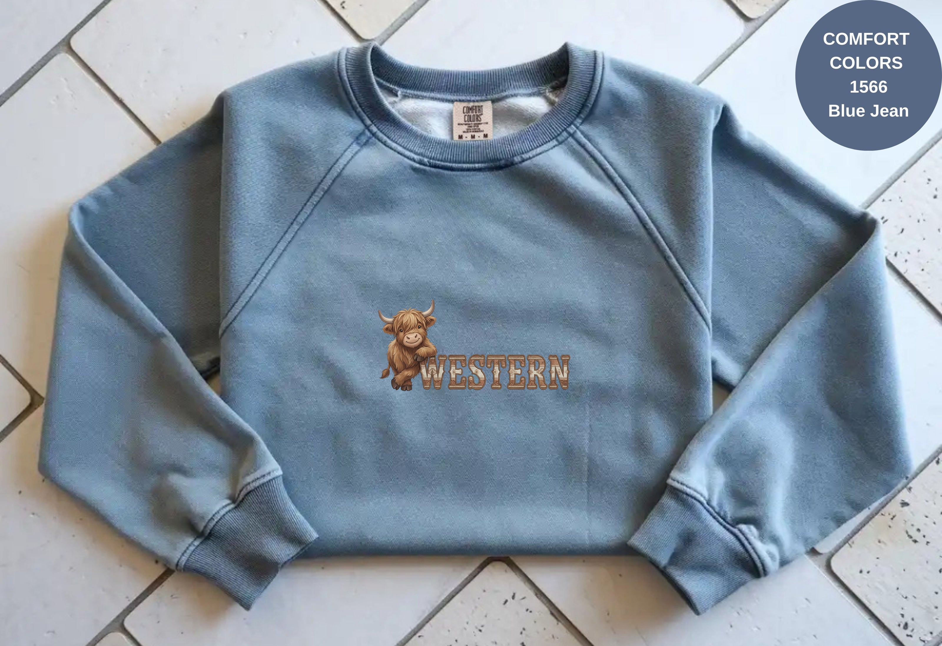 Western Cow Print Unisex Garment-Dyed Sweatshirt