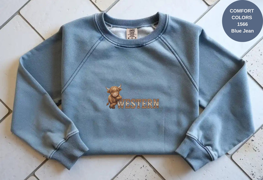 Western Cow Print Unisex Garment-Dyed Sweatshirt