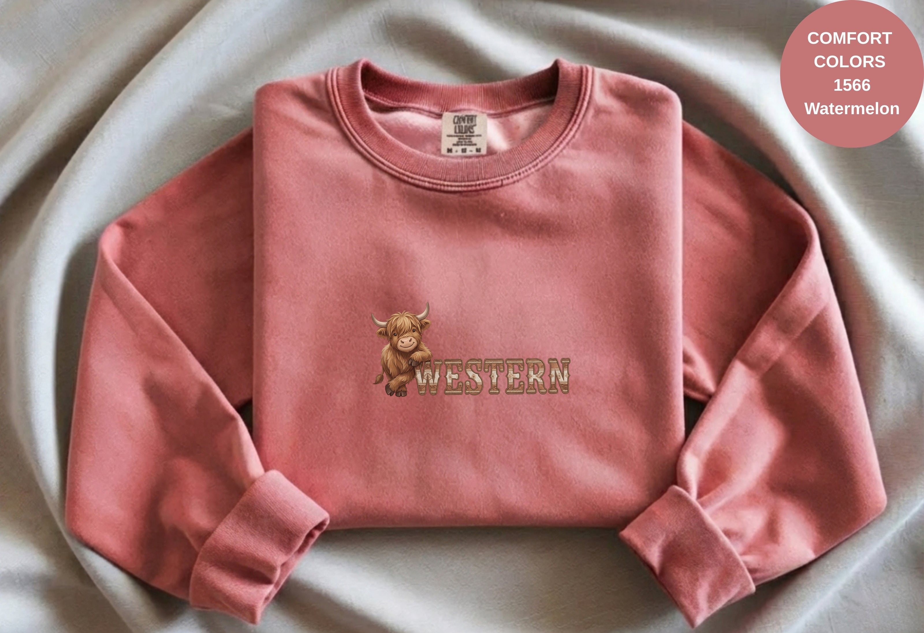 Western Cow Print Unisex Garment-Dyed Sweatshirt