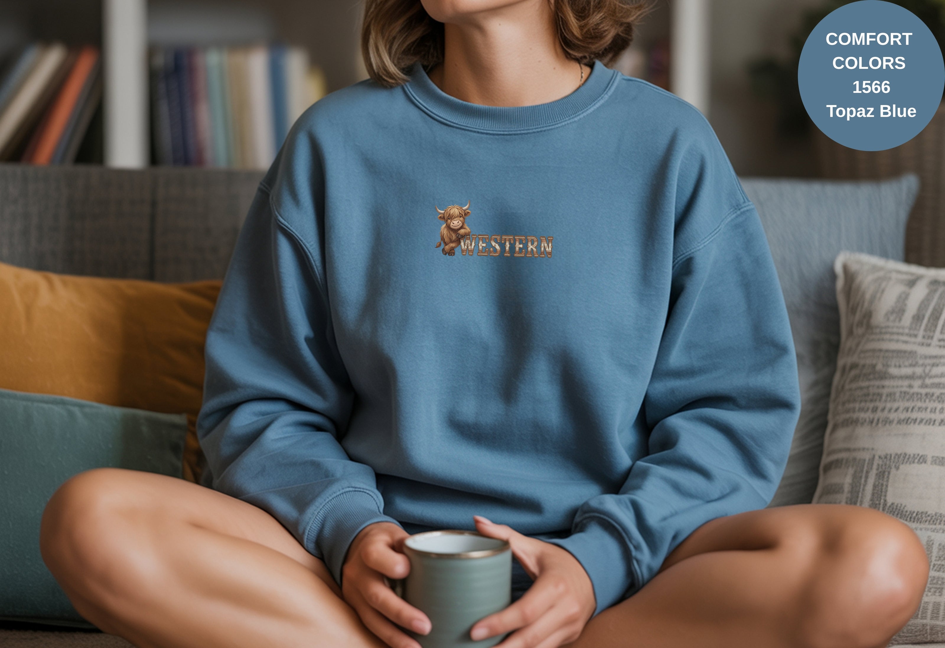 Western Cow Print Unisex Garment-Dyed Sweatshirt