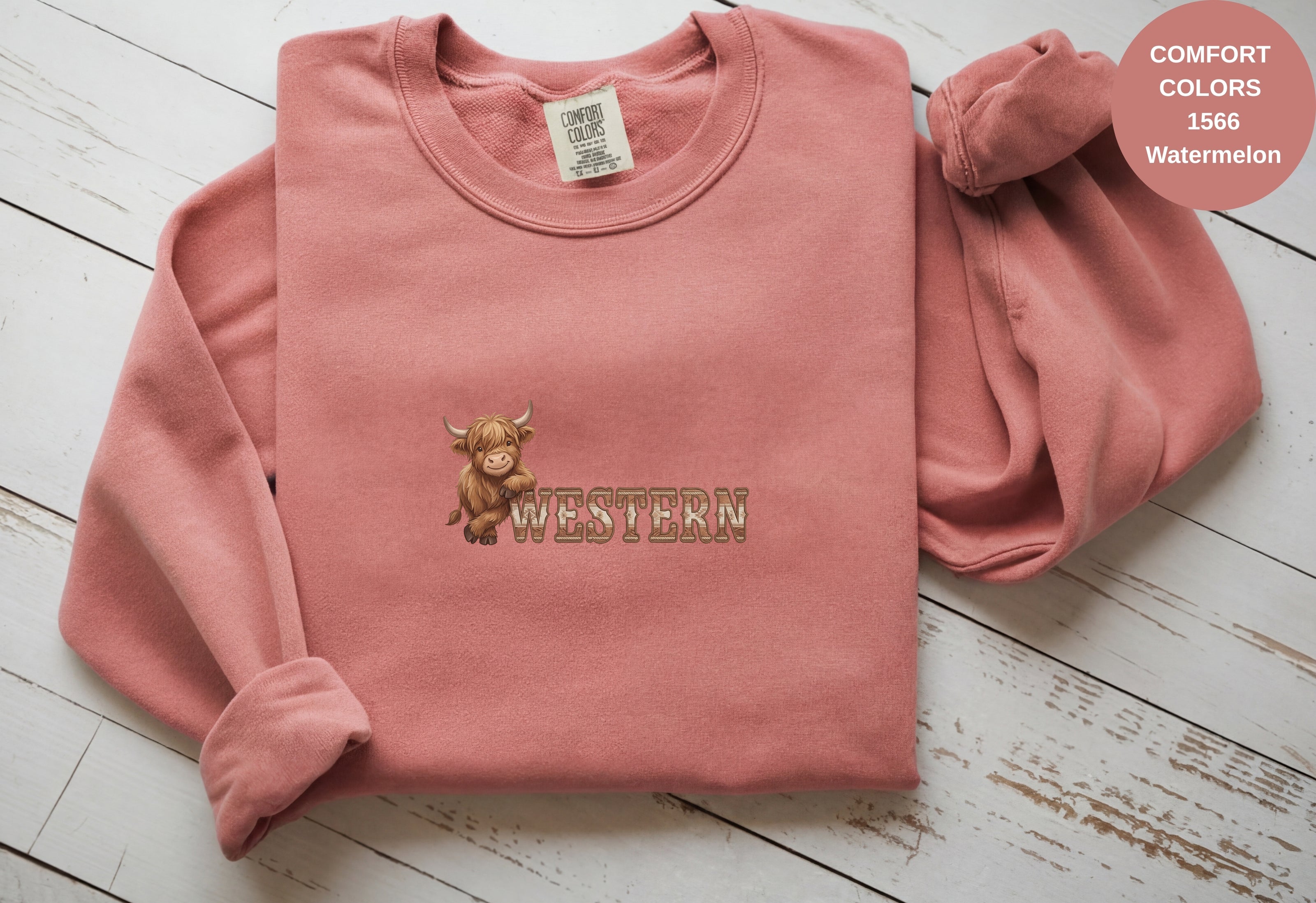 Western Cow Print Unisex Garment-Dyed Sweatshirt