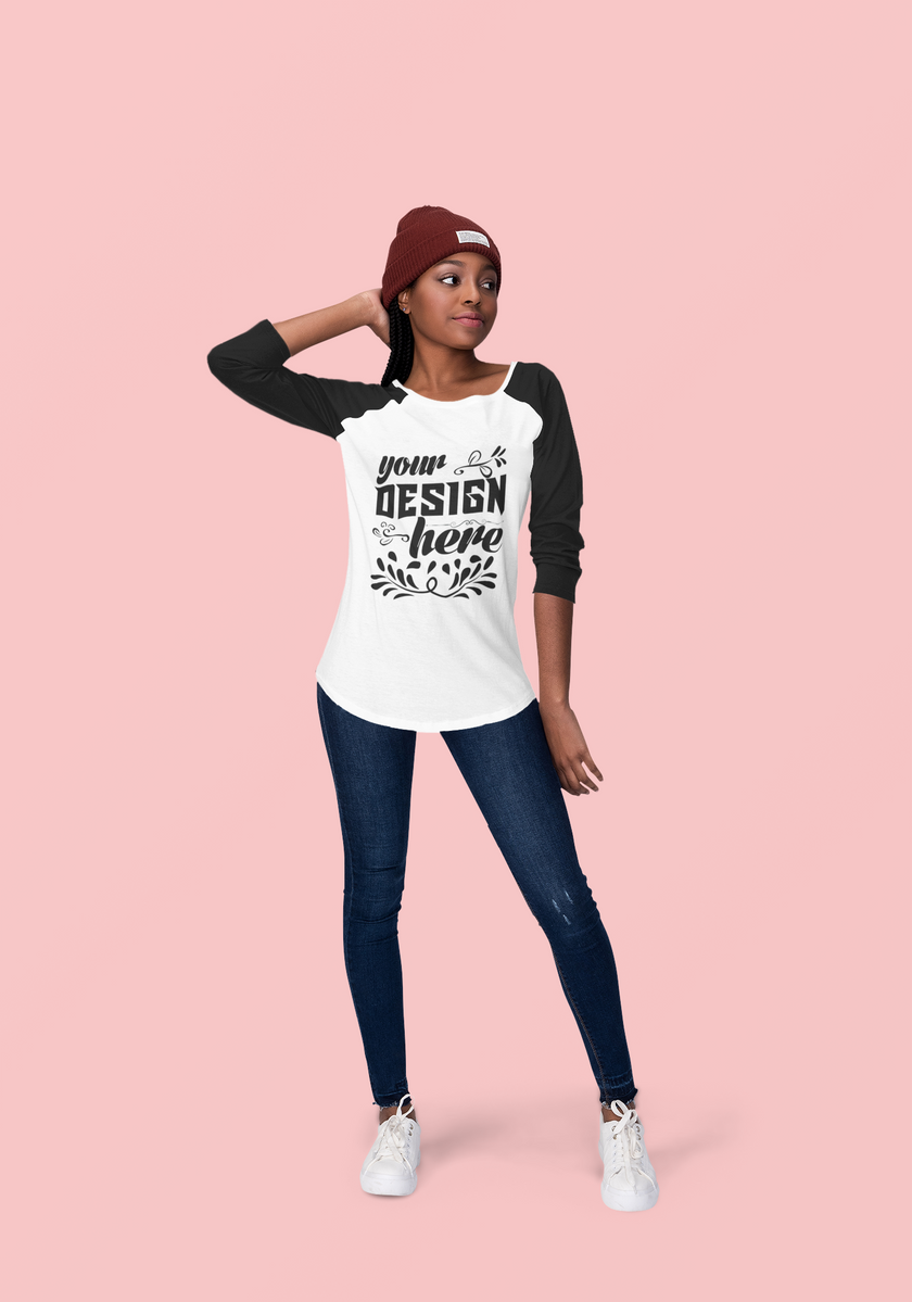 Customizable Bella+Canvas 3200 Unisex 3\4 Sleeve Baseball Tee Modern Fit