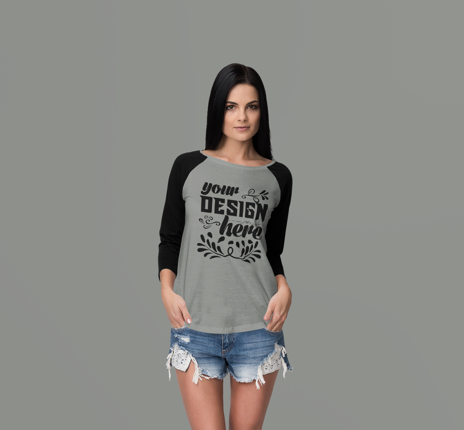 Customizable Bella+Canvas 3200 Unisex 3\4 Sleeve Baseball Tee Modern Fit