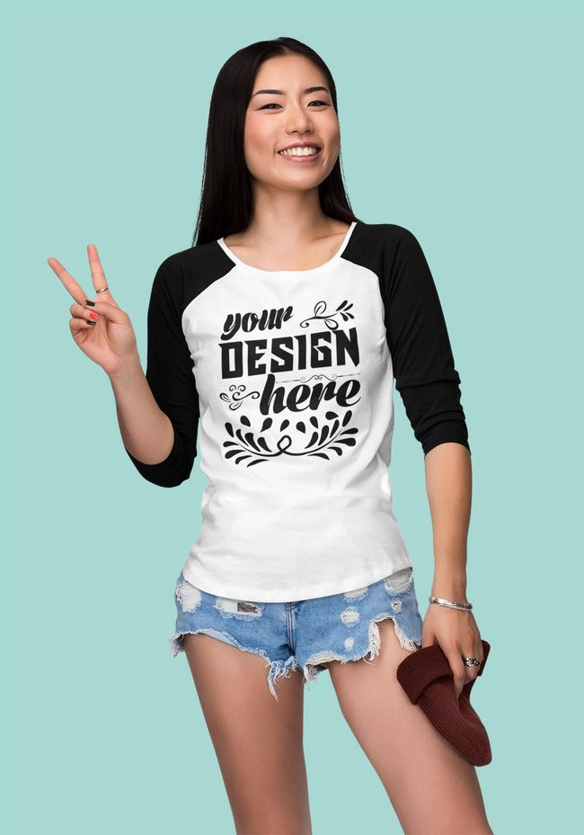 Customizable Bella+Canvas 3200 Unisex 3\4 Sleeve Baseball Tee Modern Fit