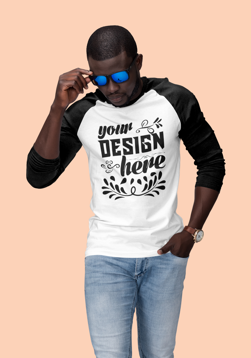 Customizable Bella+Canvas 3200 Unisex 3\4 Sleeve Baseball Tee Modern Fit