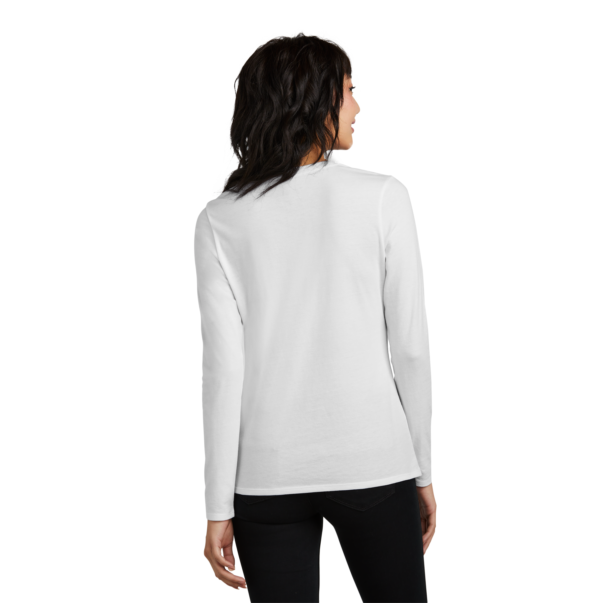 Customizable District DT110 Womens CVC Long Sleeve Tee Side Seamed