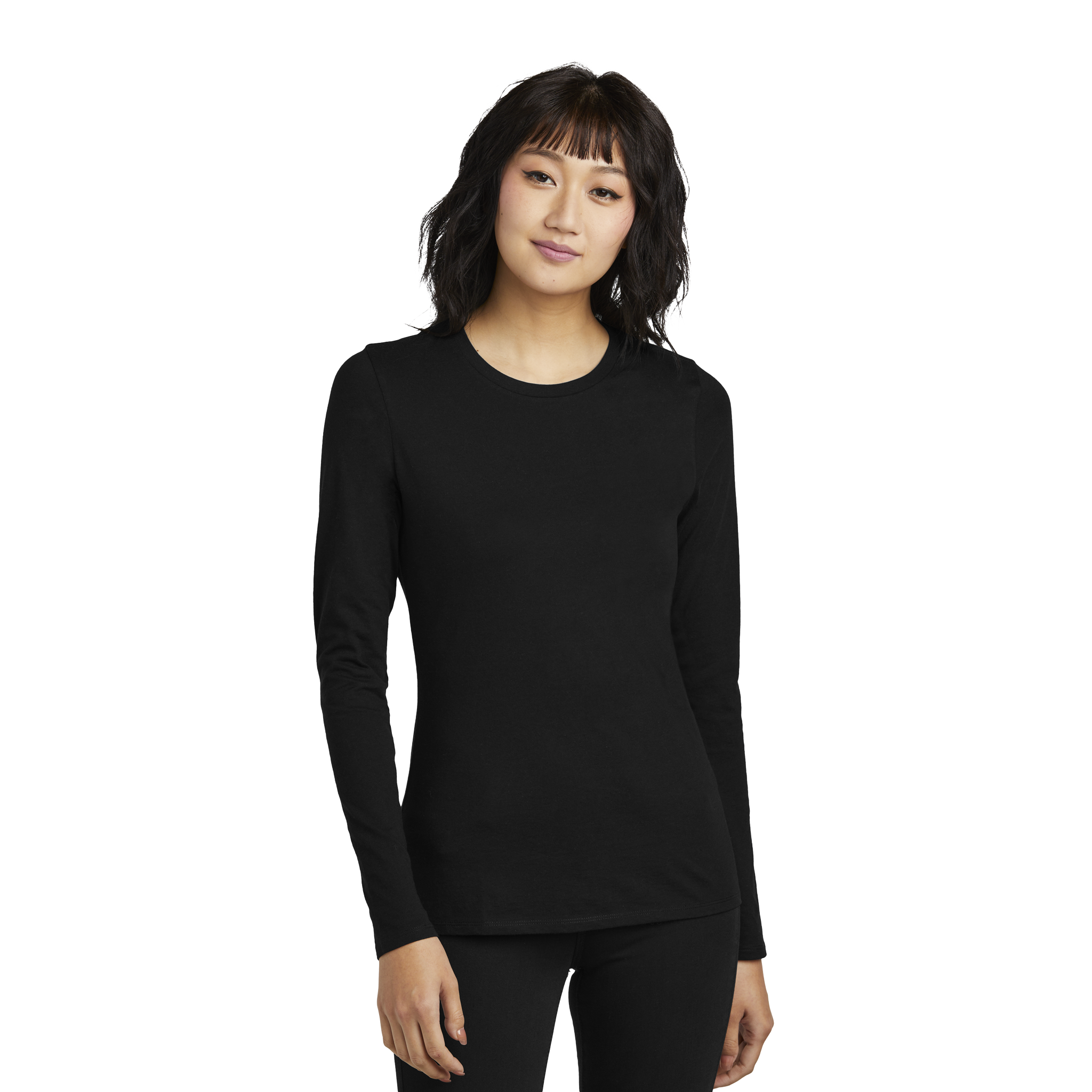 Customizable District DT110 Womens CVC Long Sleeve Tee Side Seamed