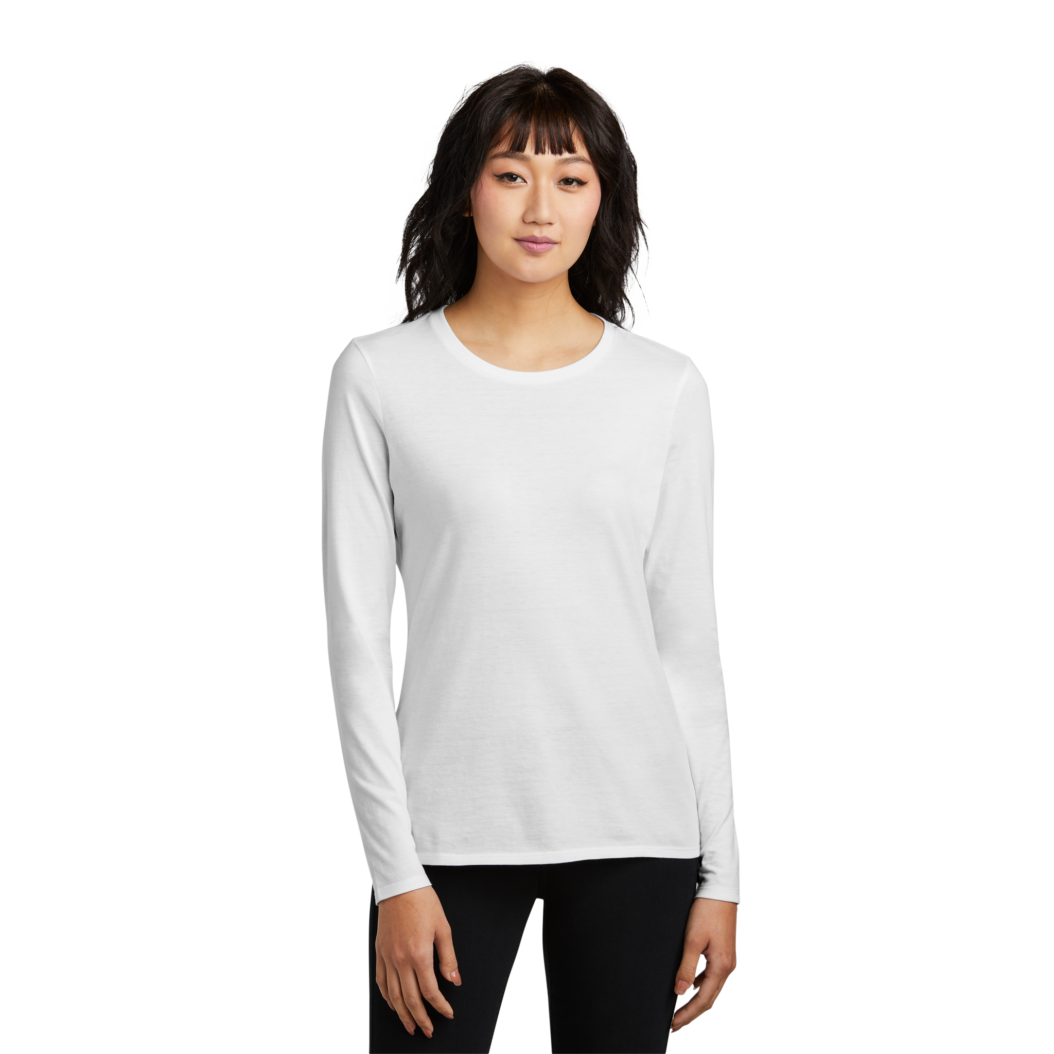 Customizable District DT110 Womens CVC Long Sleeve Tee Side Seamed