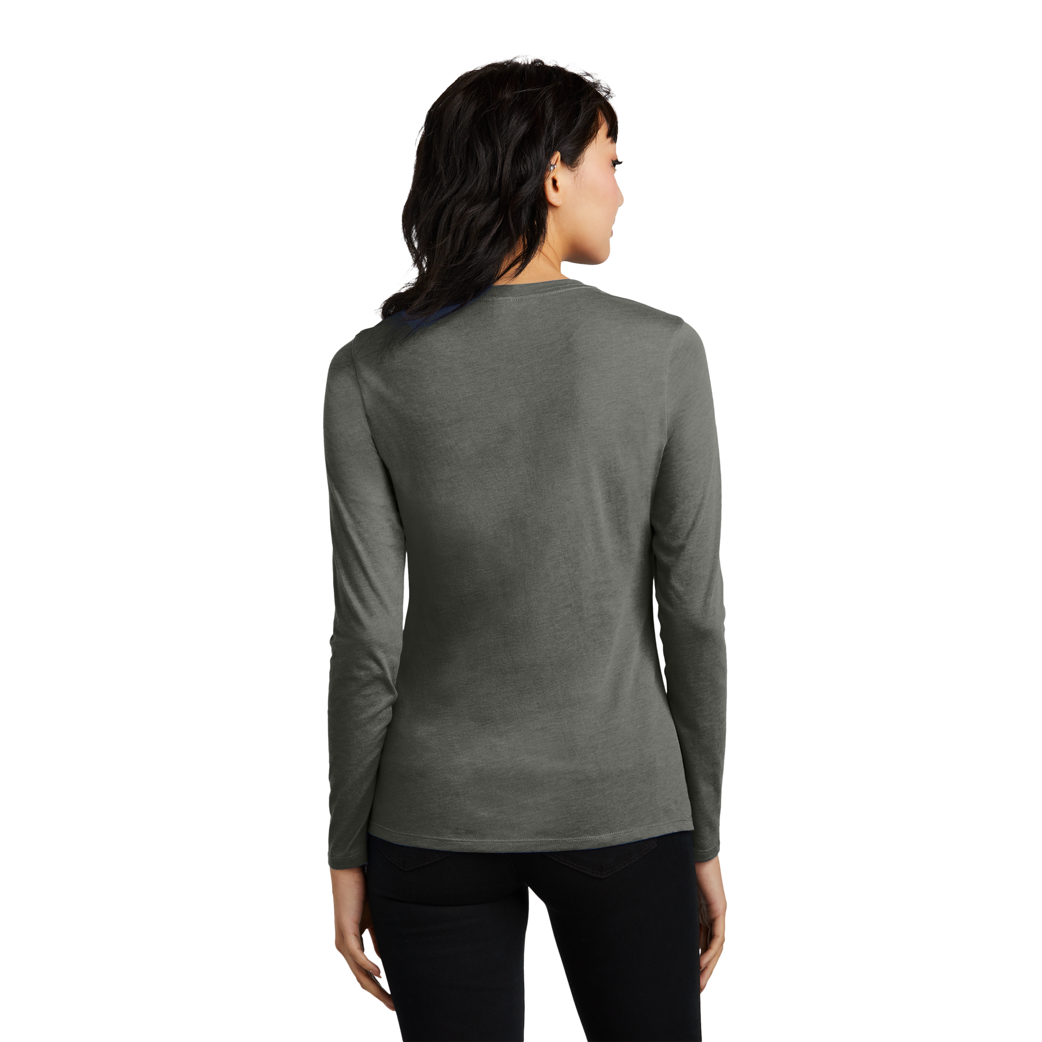 Customizable District DT110 Womens CVC Long Sleeve Tee Side Seamed