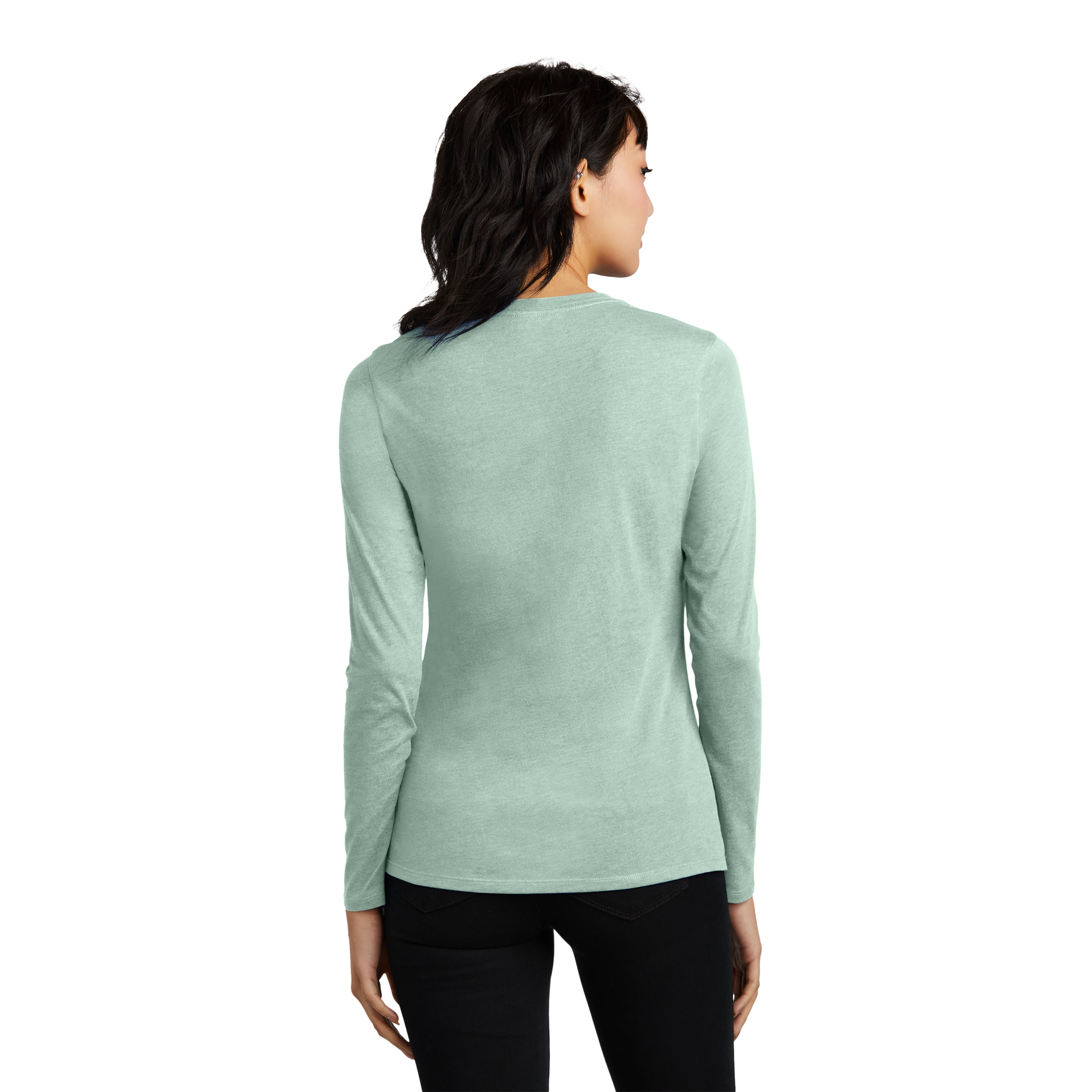 Customizable District DT110 Womens CVC Long Sleeve Tee Side Seamed