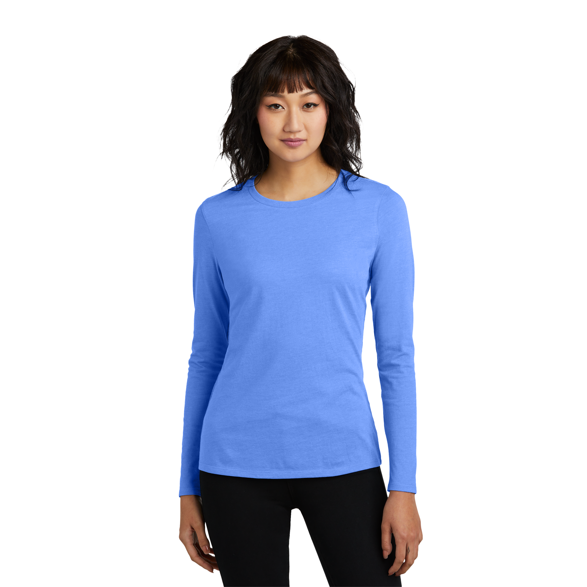 Customizable District DT110 Womens CVC Long Sleeve Tee Side Seamed