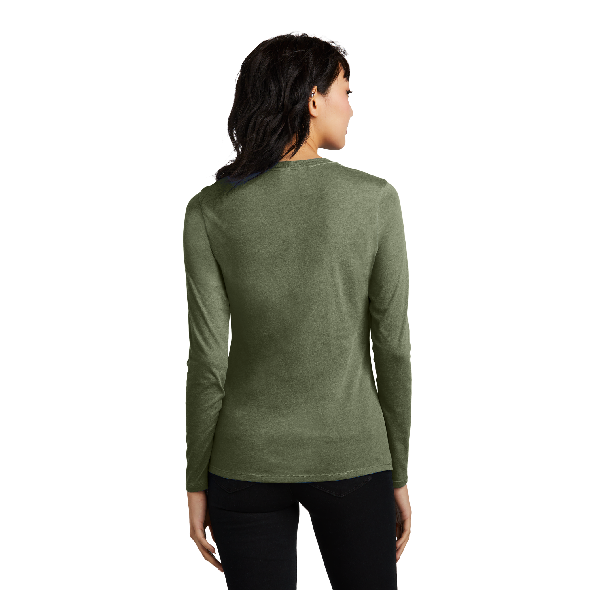 Customizable District DT110 Womens CVC Long Sleeve Tee Side Seamed