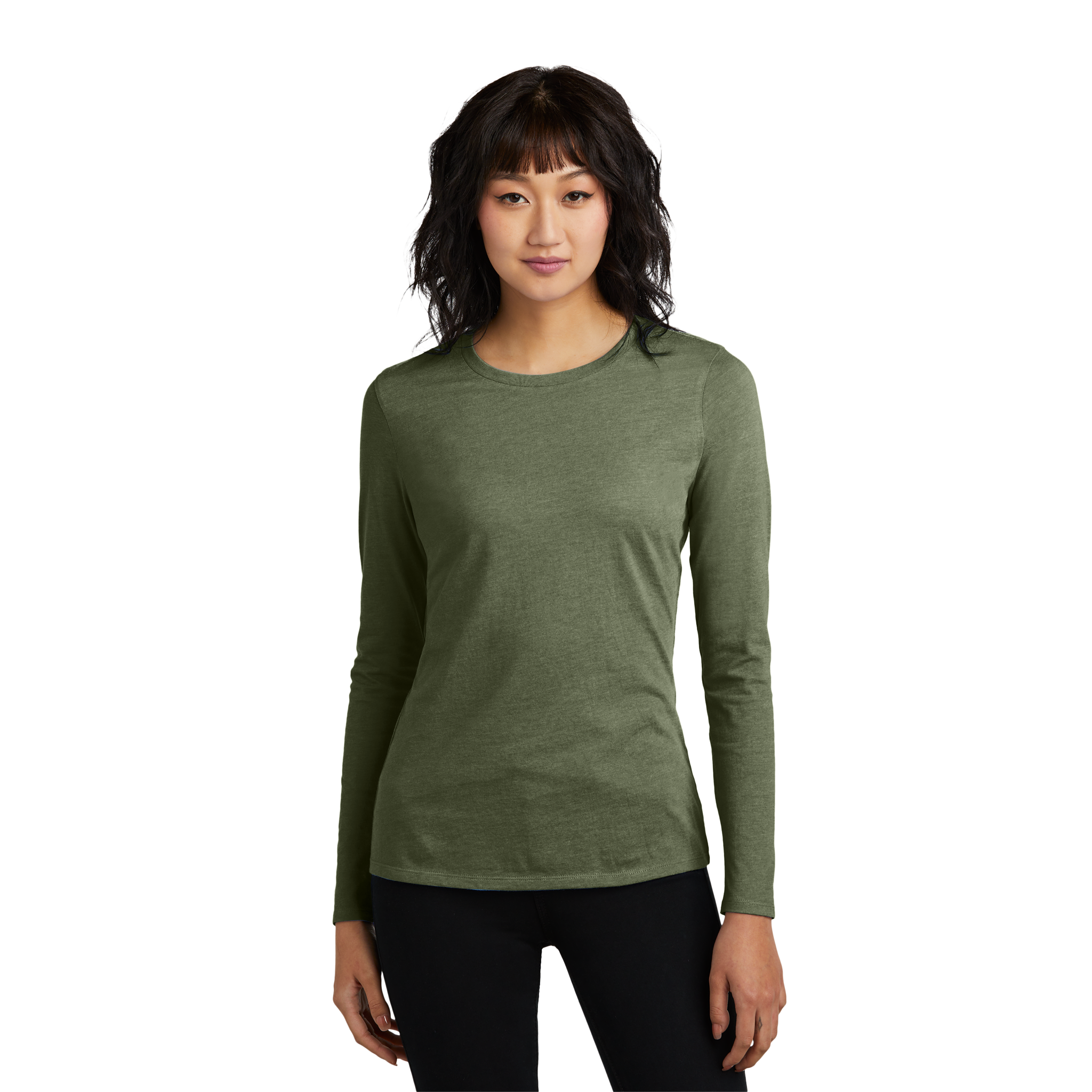 Customizable District DT110 Womens CVC Long Sleeve Tee Side Seamed