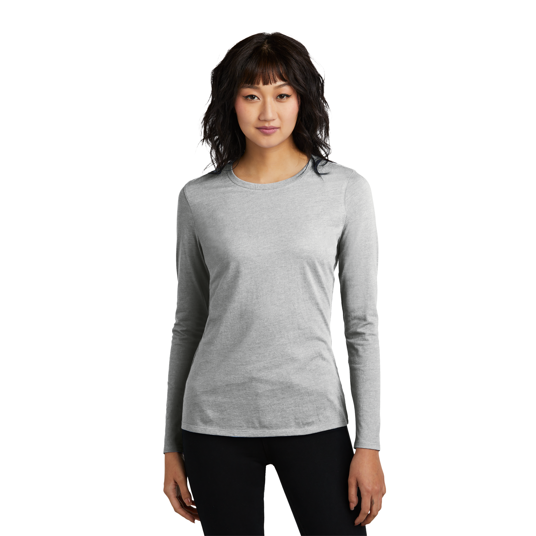 Customizable District DT110 Womens CVC Long Sleeve Tee Side Seamed