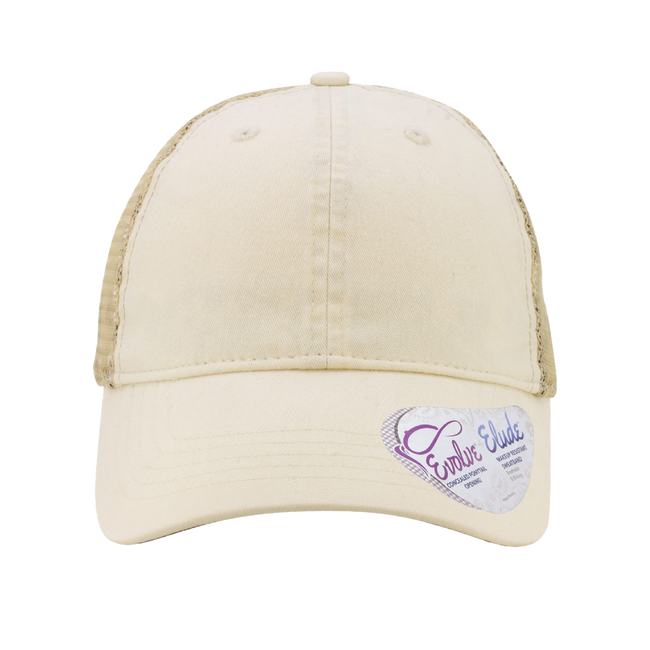 Customizable Infinity Her TE8S Womens Washed Mesh Back Low Profile Ponytail Cap