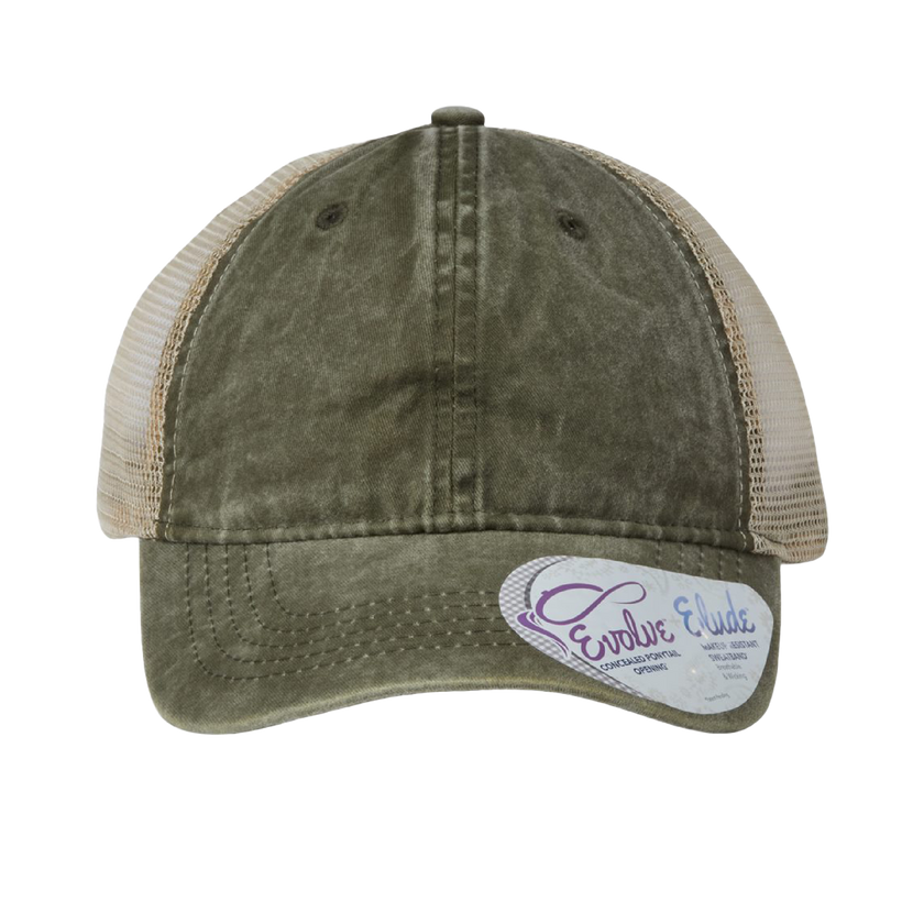 Customizable Infinity Her TE8S Womens Washed Mesh Back Low Profile Ponytail Cap