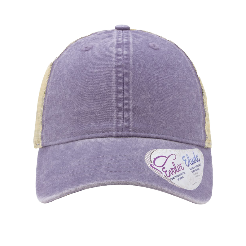 Customizable Infinity Her TE8S Womens Washed Mesh Back Low Profile Ponytail Cap