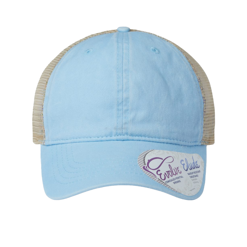 Customizable Infinity Her TE8S Womens Washed Mesh Back Low Profile Ponytail Cap