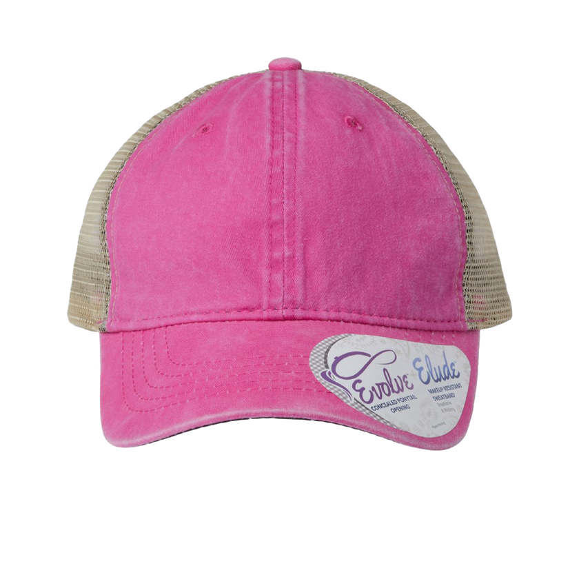 Customizable Infinity Her TE8S Womens Washed Mesh Back Low Profile Ponytail Cap