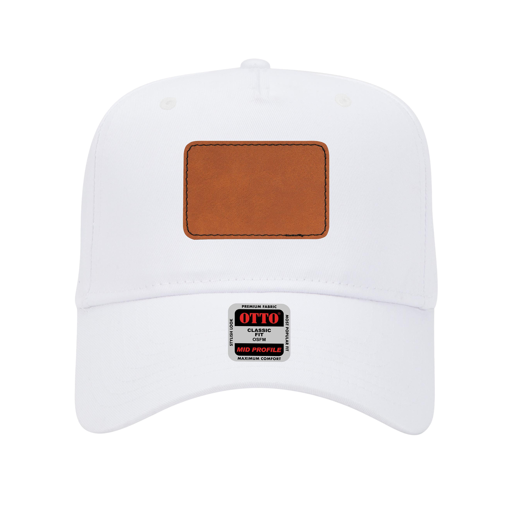 Customizable OTTO 31-069 Mid Profile Cap with PU Leather Patch Front