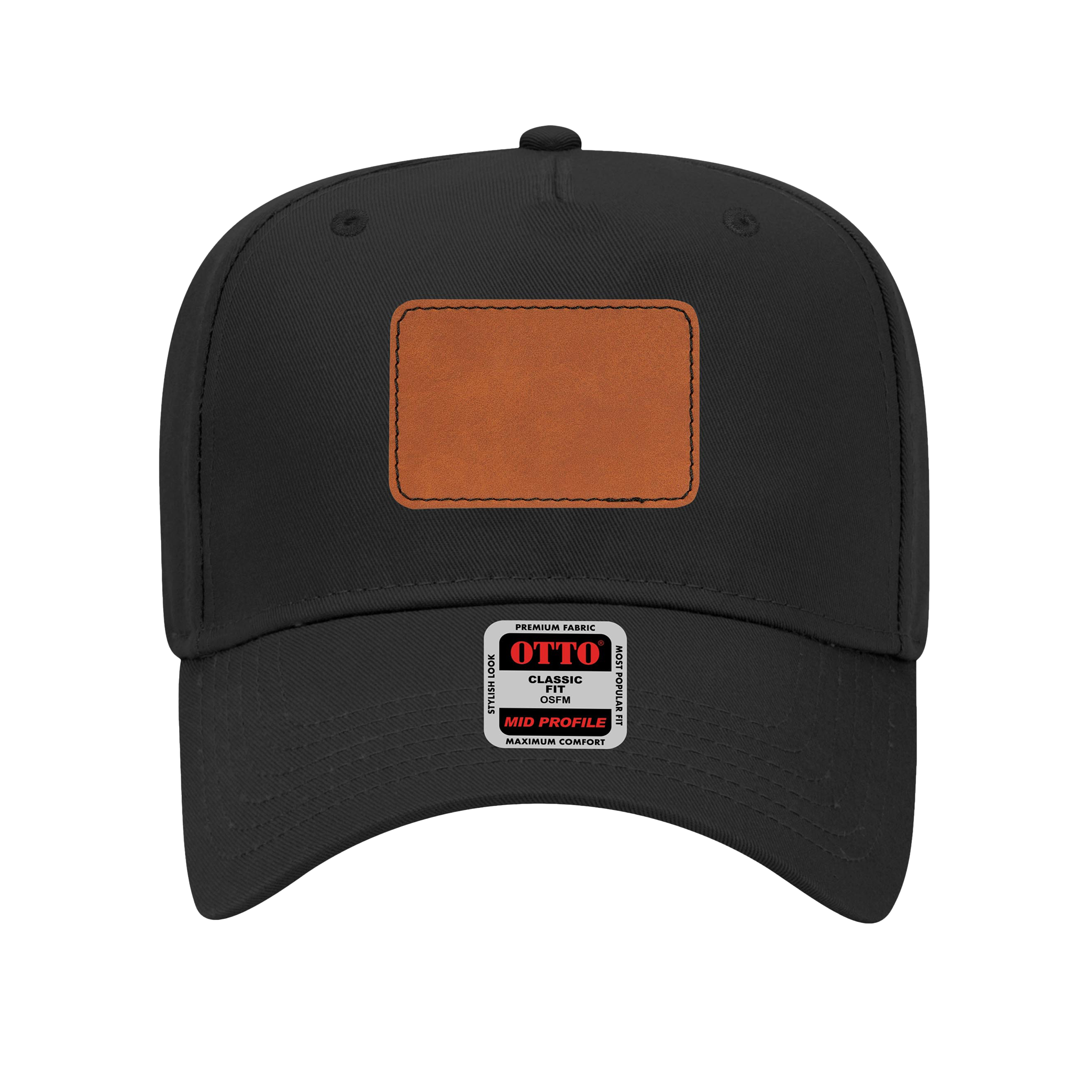 Customizable OTTO 31-069 Mid Profile Cap with PU Leather Patch Front