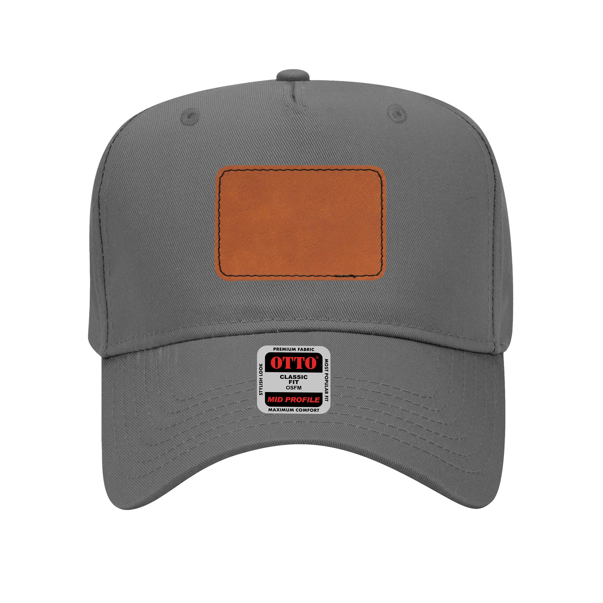 Customizable OTTO 31-069 Mid Profile Cap with PU Leather Patch Front