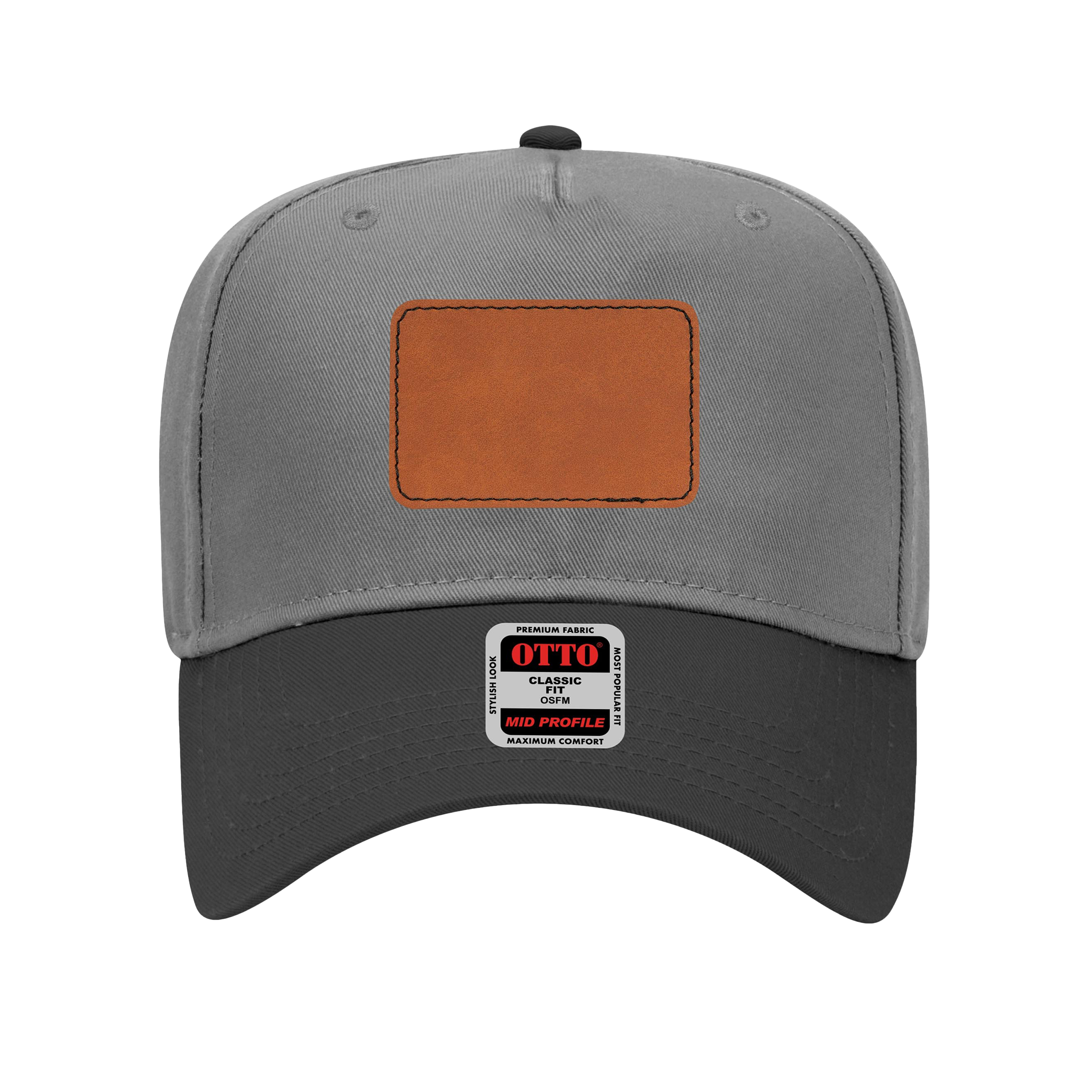 Customizable OTTO 31-069 Mid Profile Cap with PU Leather Patch Front