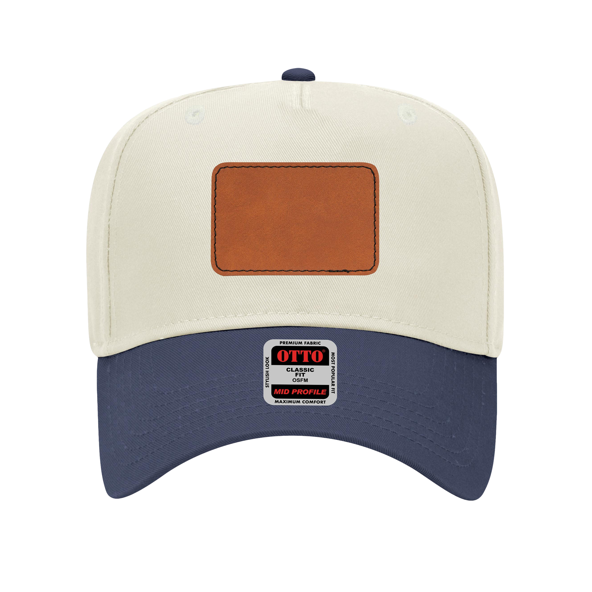Customizable OTTO 31-069 Mid Profile Cap with PU Leather Patch Front
