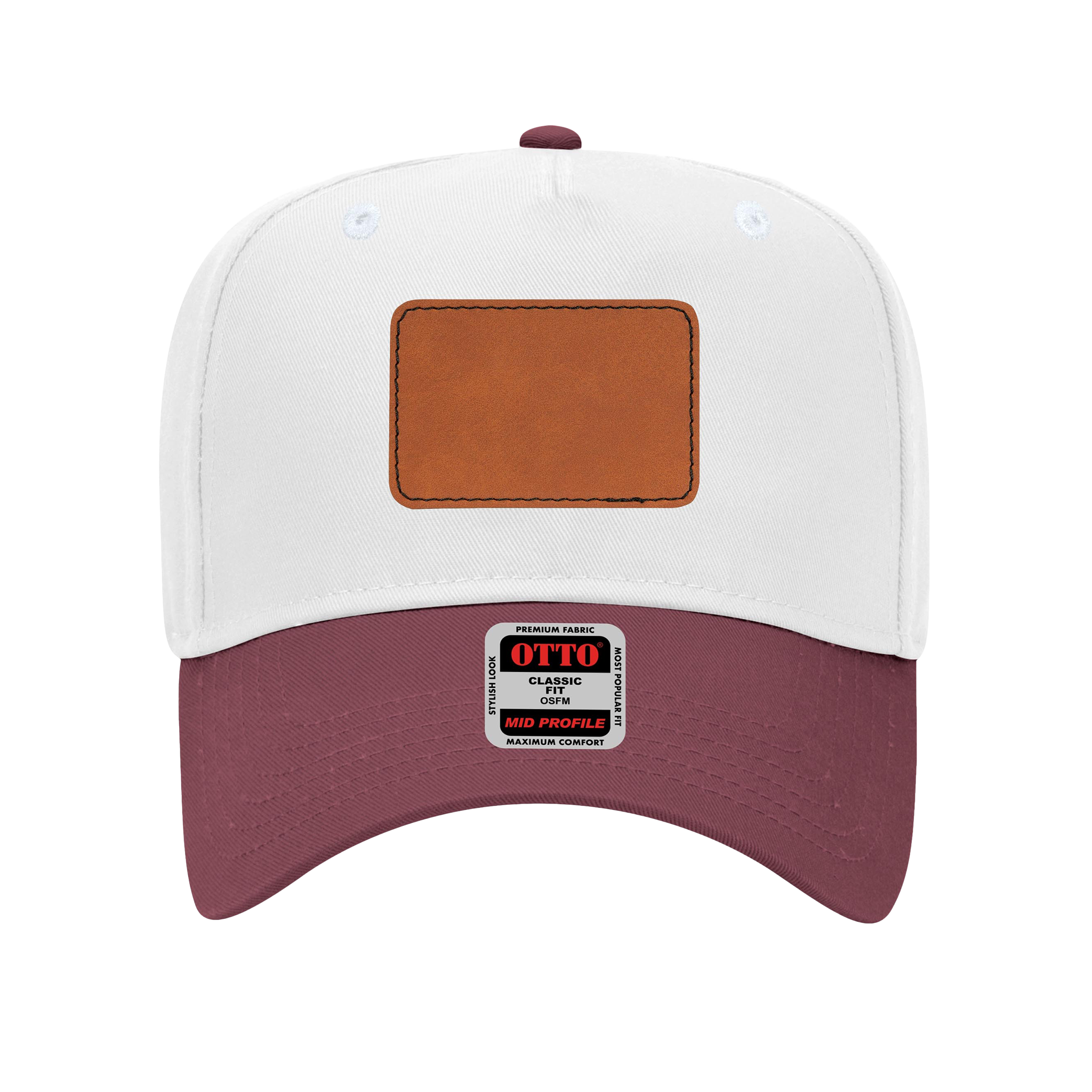 Customizable OTTO 31-069 Mid Profile Cap with PU Leather Patch Front